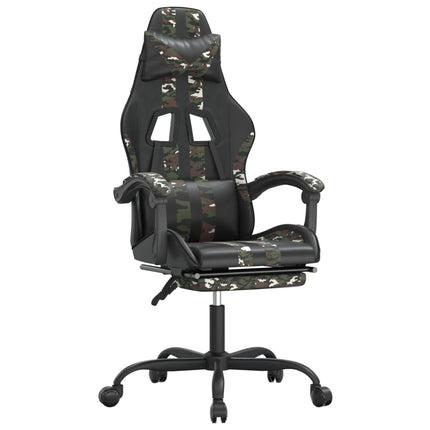Gamingstol med fotstöd svart och kamouflage konstläder