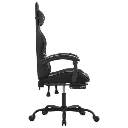 Gamingstol med fotstöd svart och kamouflage konstläder