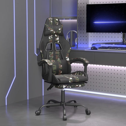 Gamingstol med fotstöd svart och kamouflage konstläder