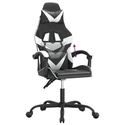 Gamingstol svart och vit konstläder
