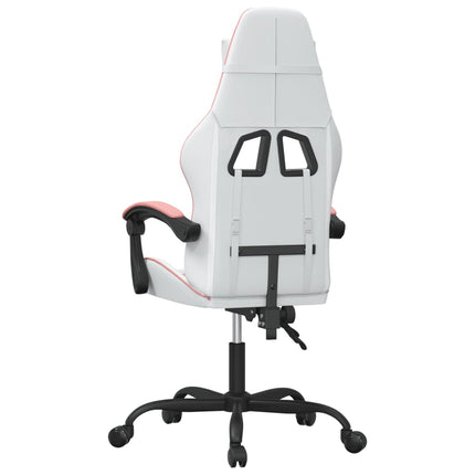 Gamingstol vit och rosa konstläder