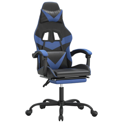 Gamingstol med fotstöd svart och blå konstläder