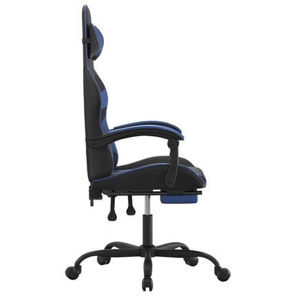 Gamingstol med fotstöd svart och blå konstläder