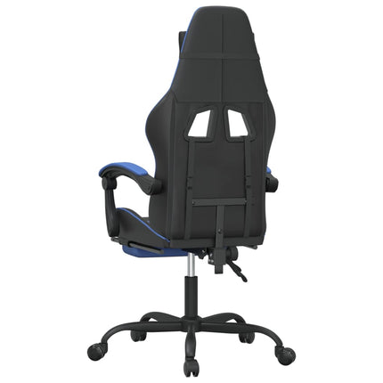 Gamingstol med fotstöd svart och blå konstläder