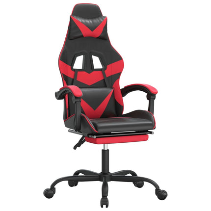 Gamingstol med fotstöd svart och röd konstläder