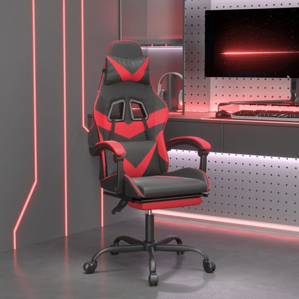 Gamingstol med fotstöd svart och röd konstläder