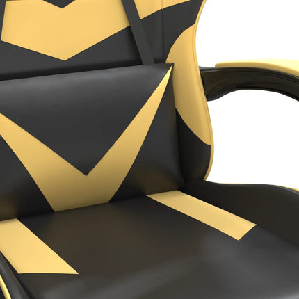 Gamingstol med fotstöd svart och guld konstläder