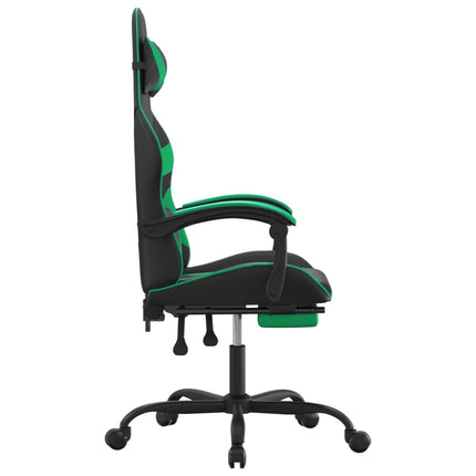 Gamingstol med fotstöd svart och grön konstläder