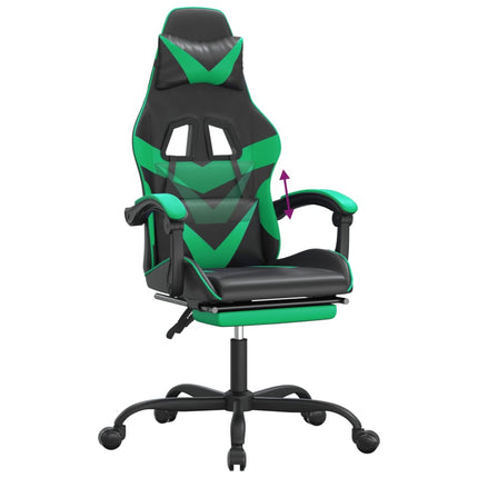 Gamingstol med fotstöd svart och grön konstläder
