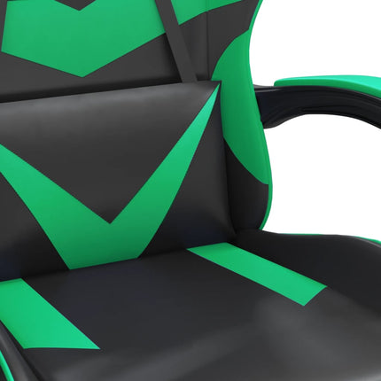 Gamingstol med fotstöd svart och grön konstläder