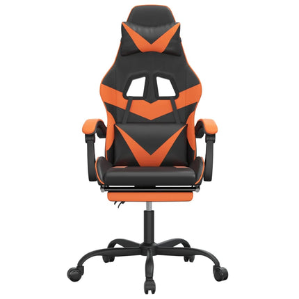 Gamingstol med fotstöd svart och orange konstläder