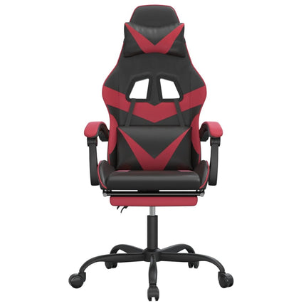Gamingstol med fotstöd svart och vinröd konstläder