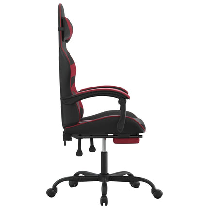 Gamingstol med fotstöd svart och vinröd konstläder
