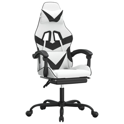 Gamingstol med fotstöd vit och svart konstläder