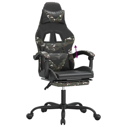 Gamingstol med fotstöd svart och kamouflage konstläder