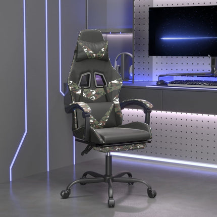 Gamingstol med fotstöd svart och kamouflage konstläder