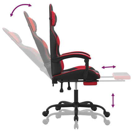 Gamingstol med fotstöd svart och röd konstläder