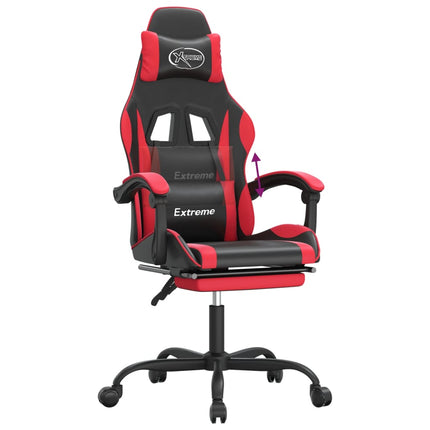 Gamingstol med fotstöd svart och röd konstläder