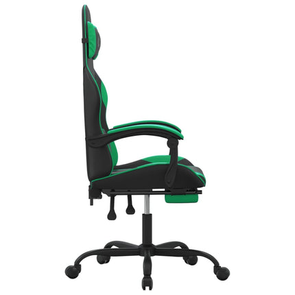 Gamingstol med fotstöd svart och grön konstläder