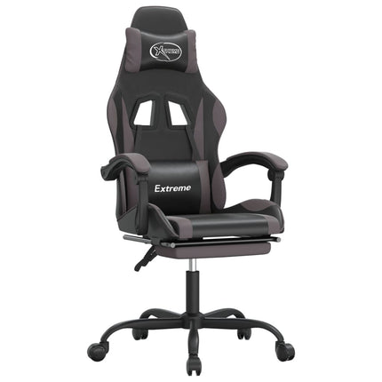Gamingstol med fotstöd svart och grå konstläder