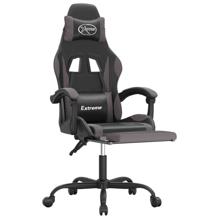 Gamingstol med fotstöd svart och grå konstläder