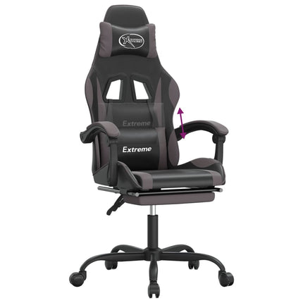 Gamingstol med fotstöd svart och grå konstläder