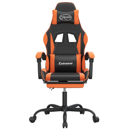Gamingstol med fotstöd svart och orange konstläder