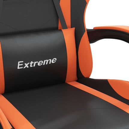 Gamingstol med fotstöd svart och orange konstläder