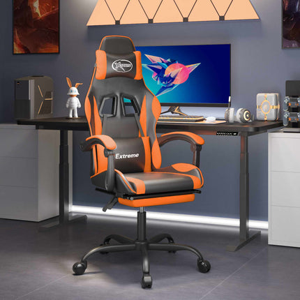 Gamingstol med fotstöd svart och orange konstläder