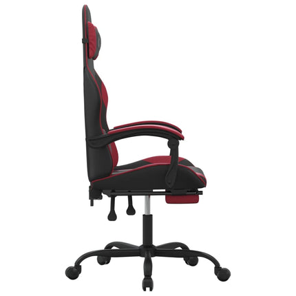 Gamingstol med fotstöd svart och vinröd konstläder