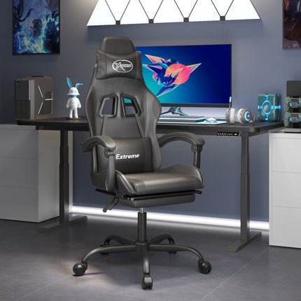 Gamingstol med fotstöd svart konstläder