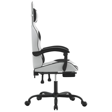Gamingstol med fotstöd vit och svart konstläder