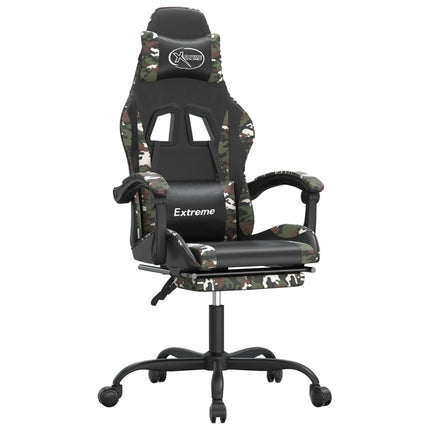 Gamingstol med fotstöd svart och kamouflage konstläder