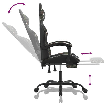 Gamingstol med fotstöd svart och kamouflage konstläder