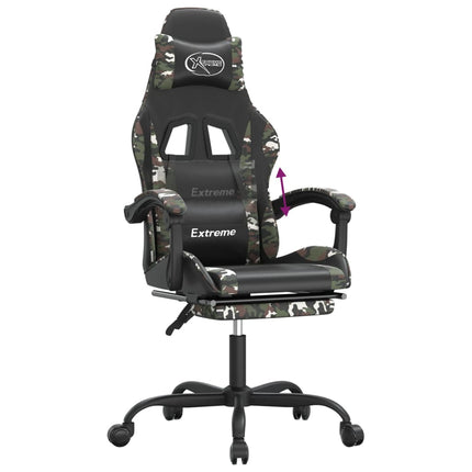 Gamingstol med fotstöd svart och kamouflage konstläder