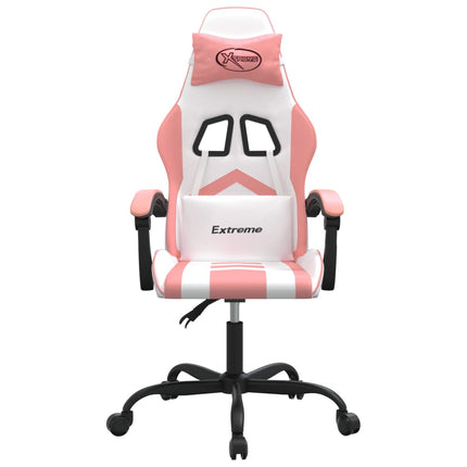 Gamingstol vit och rosa konstläder