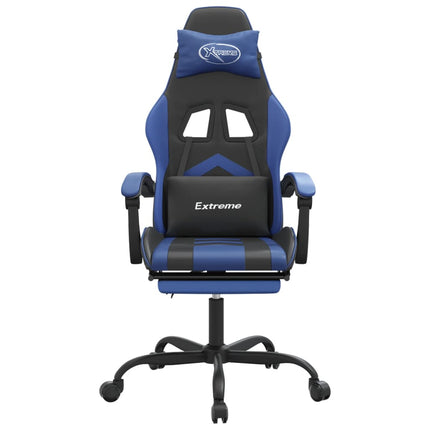 Gamingstol med fotstöd svart och blå konstläder