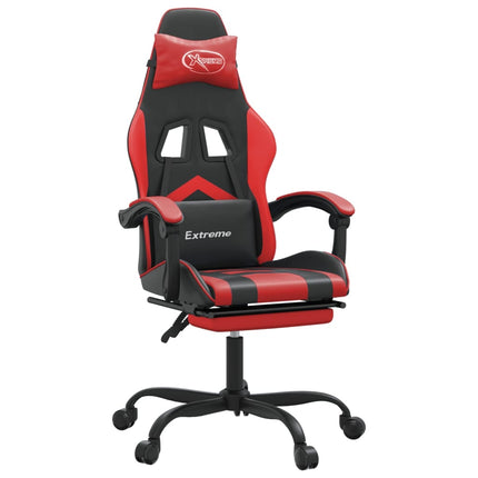 Gamingstol med fotstöd svart och röd konstläder