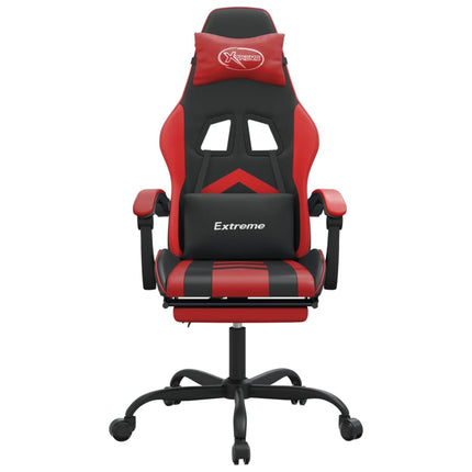 Gamingstol med fotstöd svart och röd konstläder