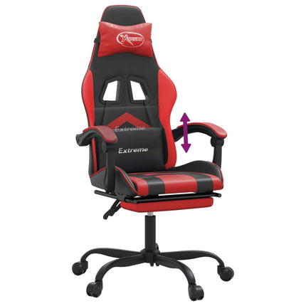 Gamingstol med fotstöd svart och röd konstläder