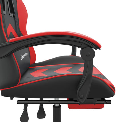 Gamingstol med fotstöd svart och röd konstläder