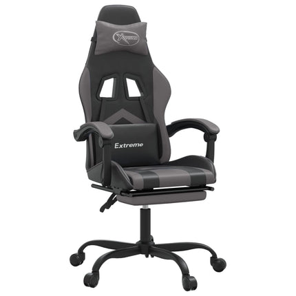 Gamingstol med fotstöd svart och grå konstläder