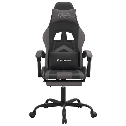 Gamingstol med fotstöd svart och grå konstläder