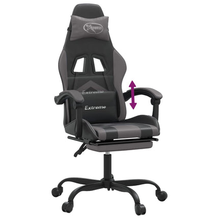 Gamingstol med fotstöd svart och grå konstläder