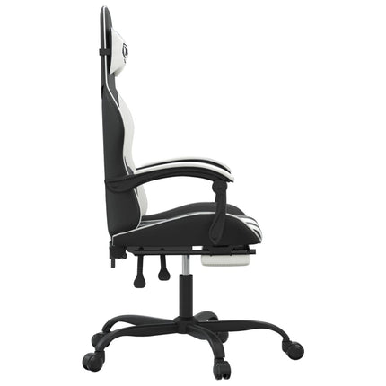 Gamingstol med fotstöd svart och vit konstläder