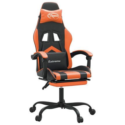 Gamingstol med fotstöd svart och orange konstläder