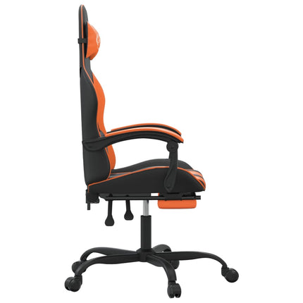 Gamingstol med fotstöd svart och orange konstläder