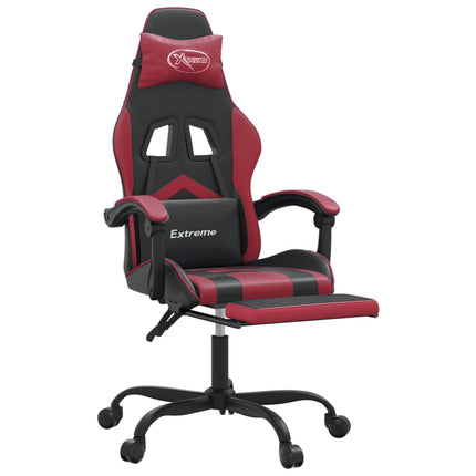Gamingstol med fotstöd svart och vinröd konstläder