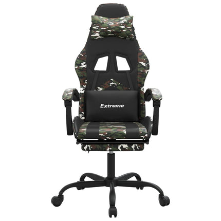 Gamingstol med fotstöd svart och kamouflage konstläder