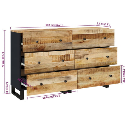 Skänk 2 delar 60x33x75 cm grovt mangoträ